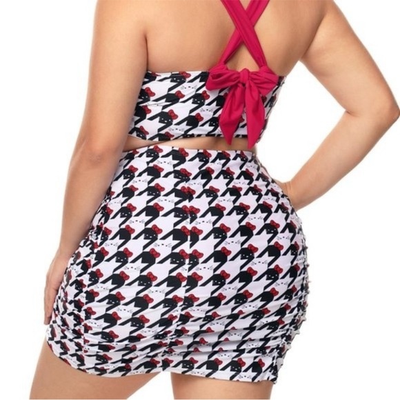 Torrid Hello Kitty High Waist Gingham Ruched Swimsuit Skort Size 5X NWT - Picture 2 of 12